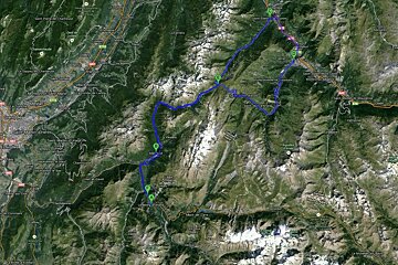 Route map of boucle des cols