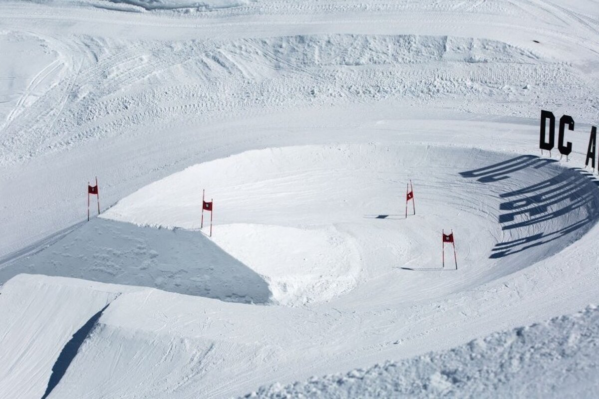 a big banked turn in a snowpark