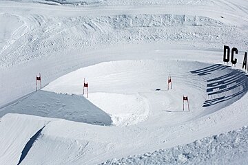 a big banked turn in a snowpark