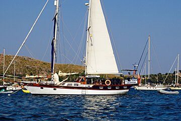 an old style sailing boat in mallorca