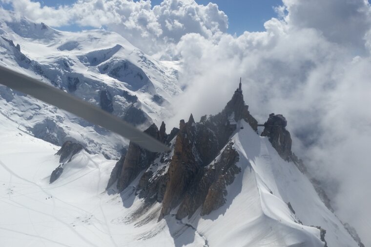 Aiguille du Midi from a helicopter