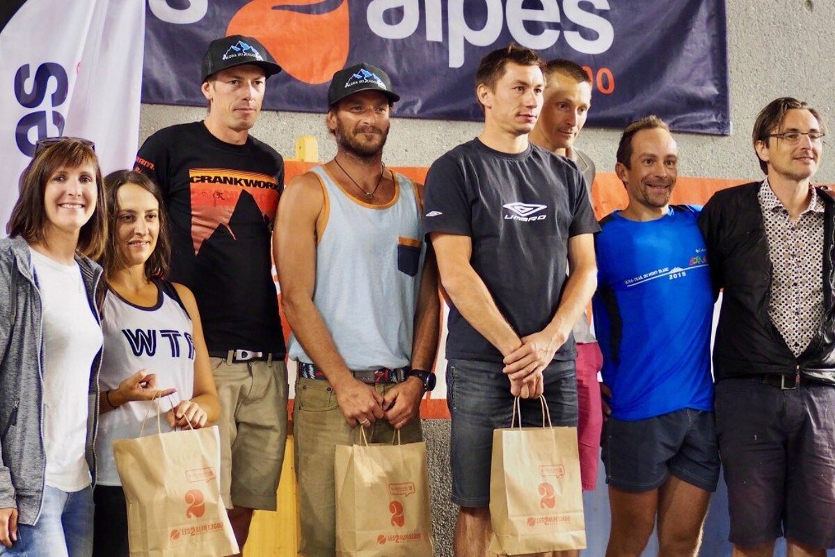 trail runners on a podium