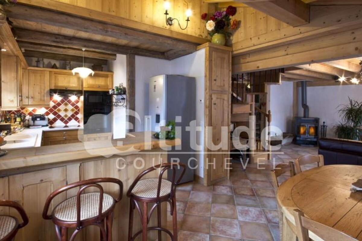 A kitchen with the word attitude on the bottom