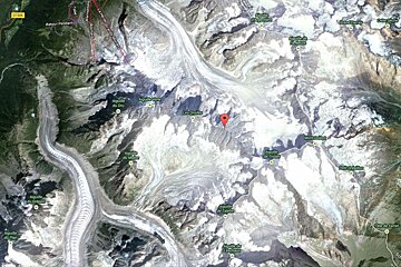 a map showing the location of a death in chamonix