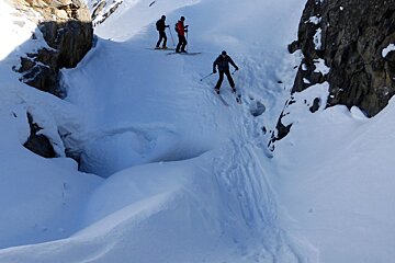 snow bridges over a river