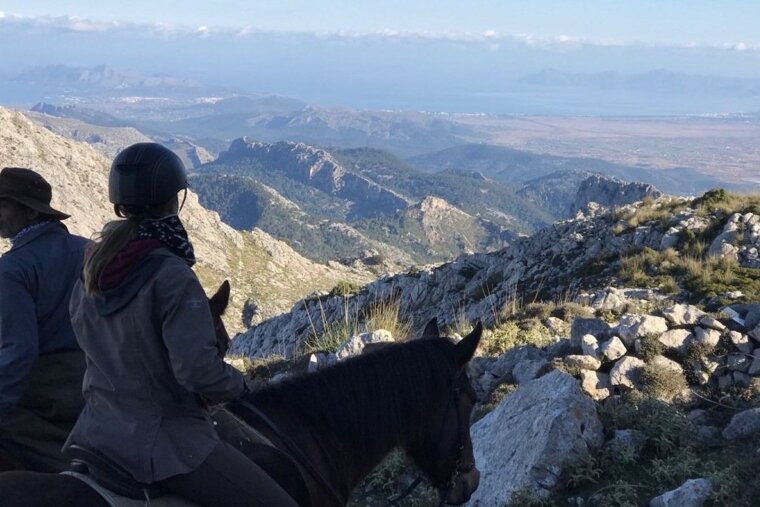 Adventure mountain trail on horseback in Mallorca