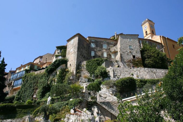 looking up at a hill top view