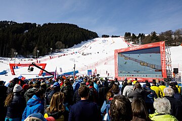 FIS Ski world cup downhill slope finish line in Meribel