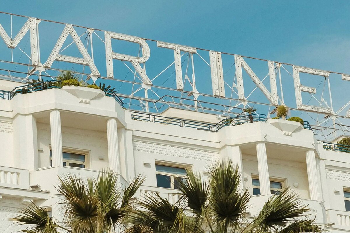 A white building with the word martinez on it