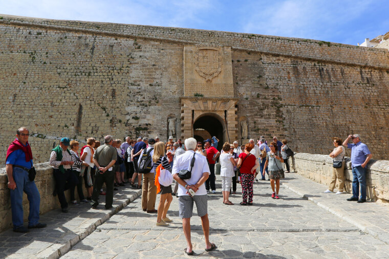 The road and gate leading into Dalt Vila in Ibiza town