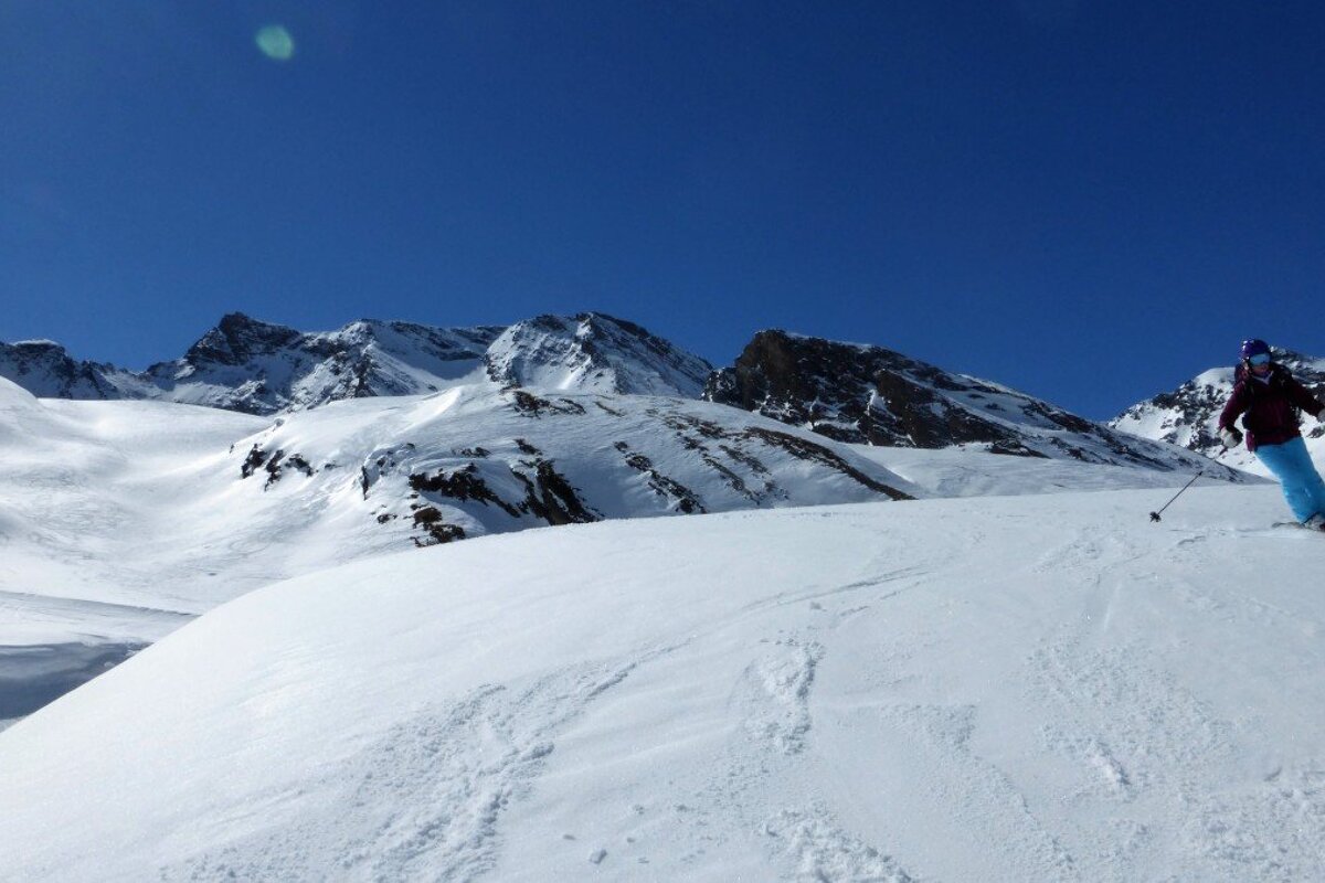 a female skier off piste
