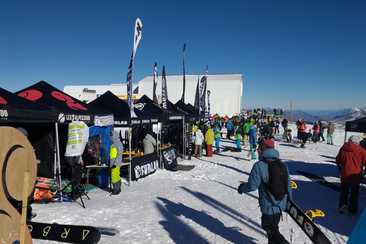 tents set up for snowboard testing