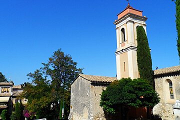 a church with a tower in Cagnes su Mer