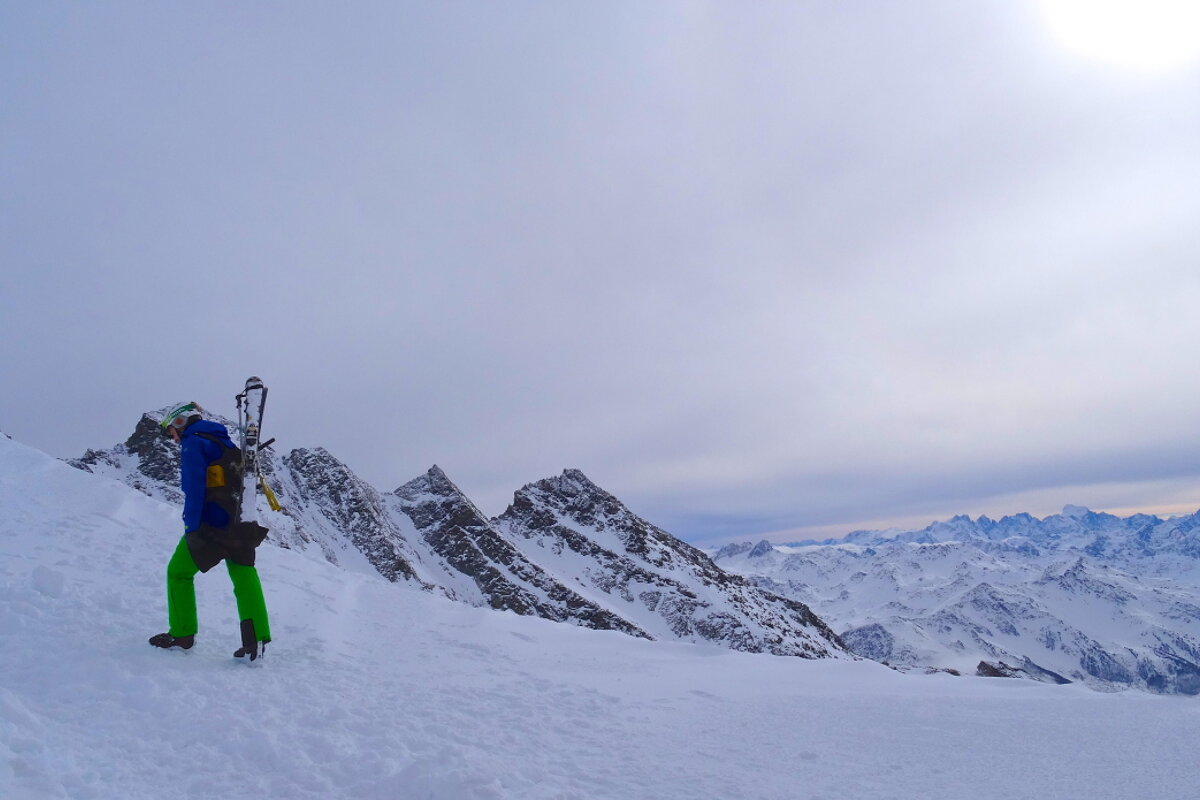a skier in the mountains in Orelle