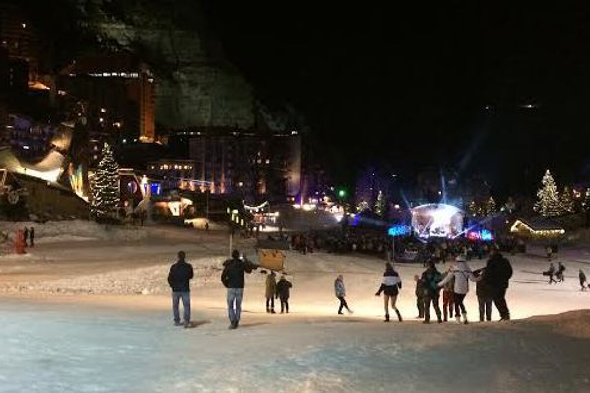christmas trees and lights in avoriaz