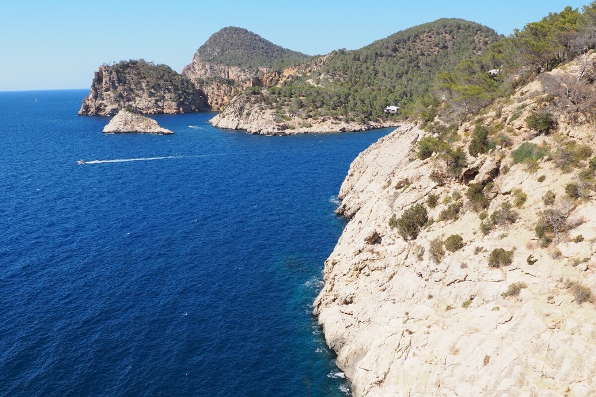 a view along rocky coastline in west ibiza