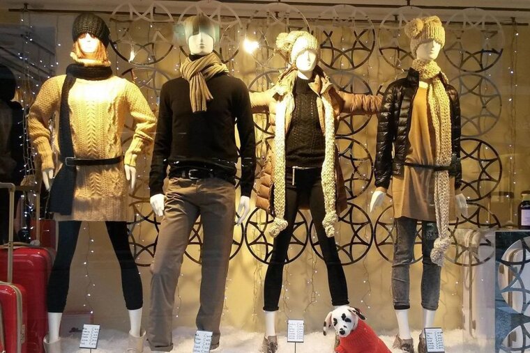 A window display in a Chamonix clothes shop