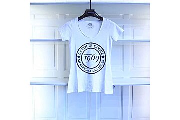 A white t-shirt with the year 1969 on it