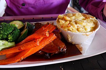food on a rectangular plate