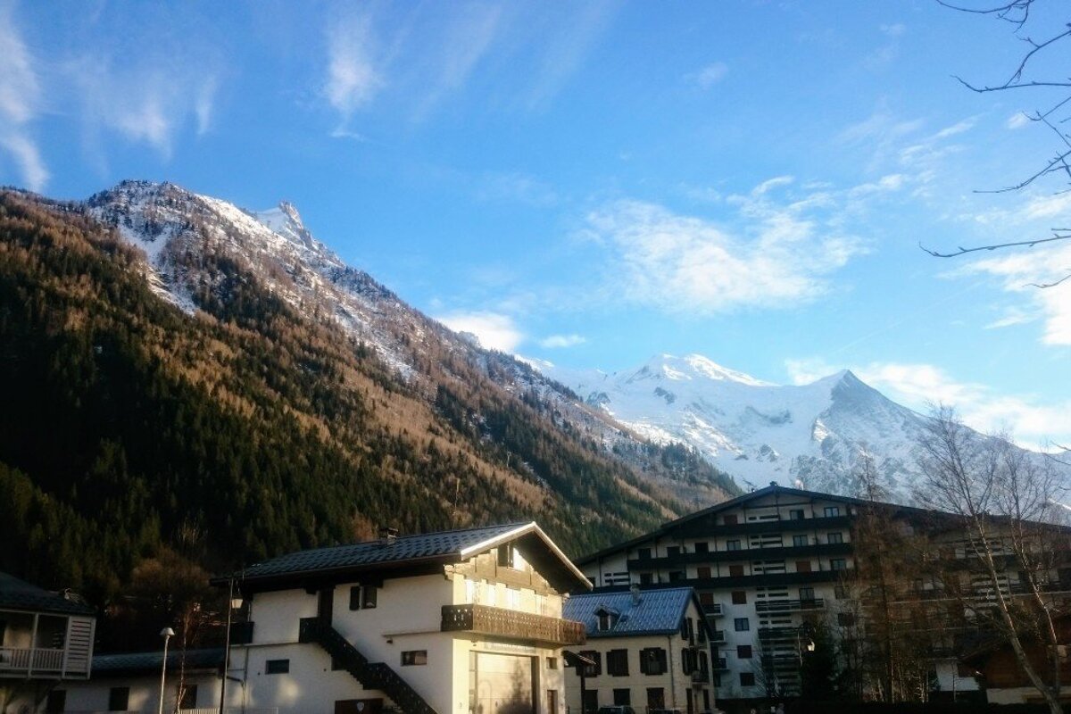 view of the midi from chamonix