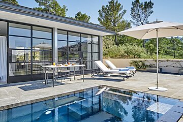 Celebrity squad vacations in Provence pool