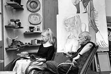 Picasso's studio in Vallauris with model Sylvette David
