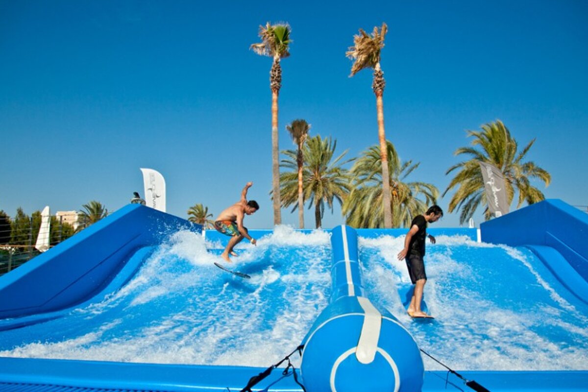 A view of Wavehouse Waterpark, Magaluf