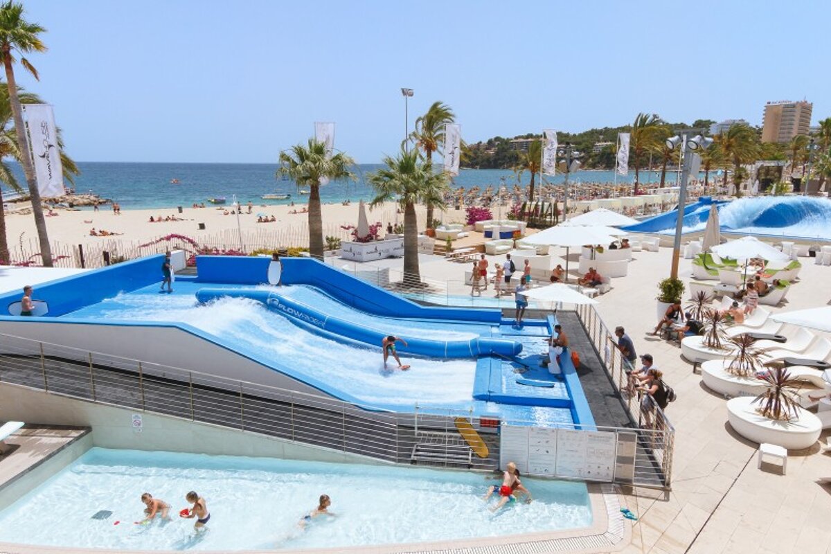 A view of Wavehouse Waterpark, Magaluf