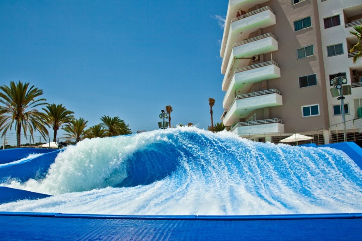 A view of Wavehouse Waterpark, Magaluf