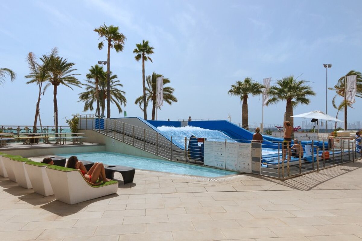 A view of Wavehouse Waterpark, Magaluf