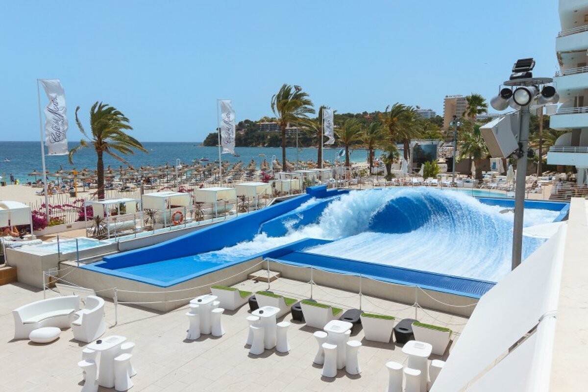 A view of Wavehouse Waterpark, Magaluf