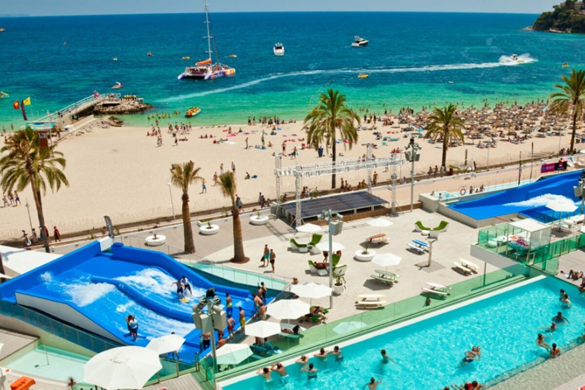 A view of Wavehouse Waterpark, Magaluf
