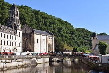 The abbey and markets at the riverside in Brantome