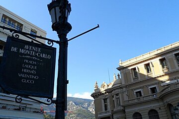 a street sign showing where to go for luxury shops in monte carlo