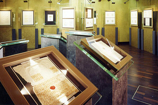 Interior of the stamp museum