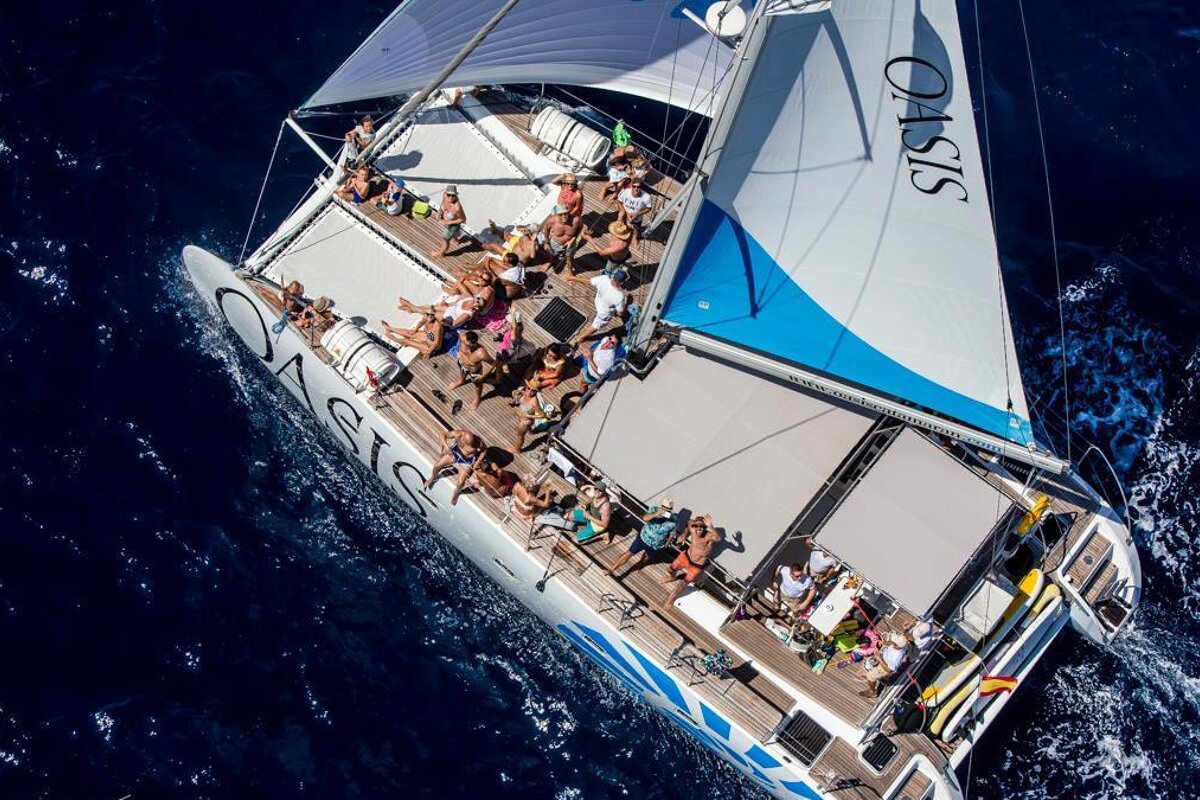 45 person Sailing Catamaran, Palma Centre & Marina deck