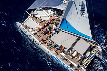 45 person Sailing Catamaran, Palma Centre & Marina deck