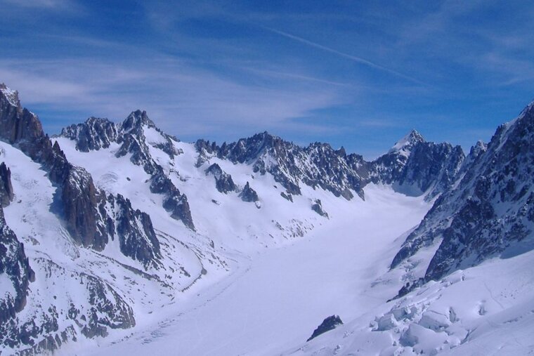 A view of a glacier in Chamonix Mont Blanc