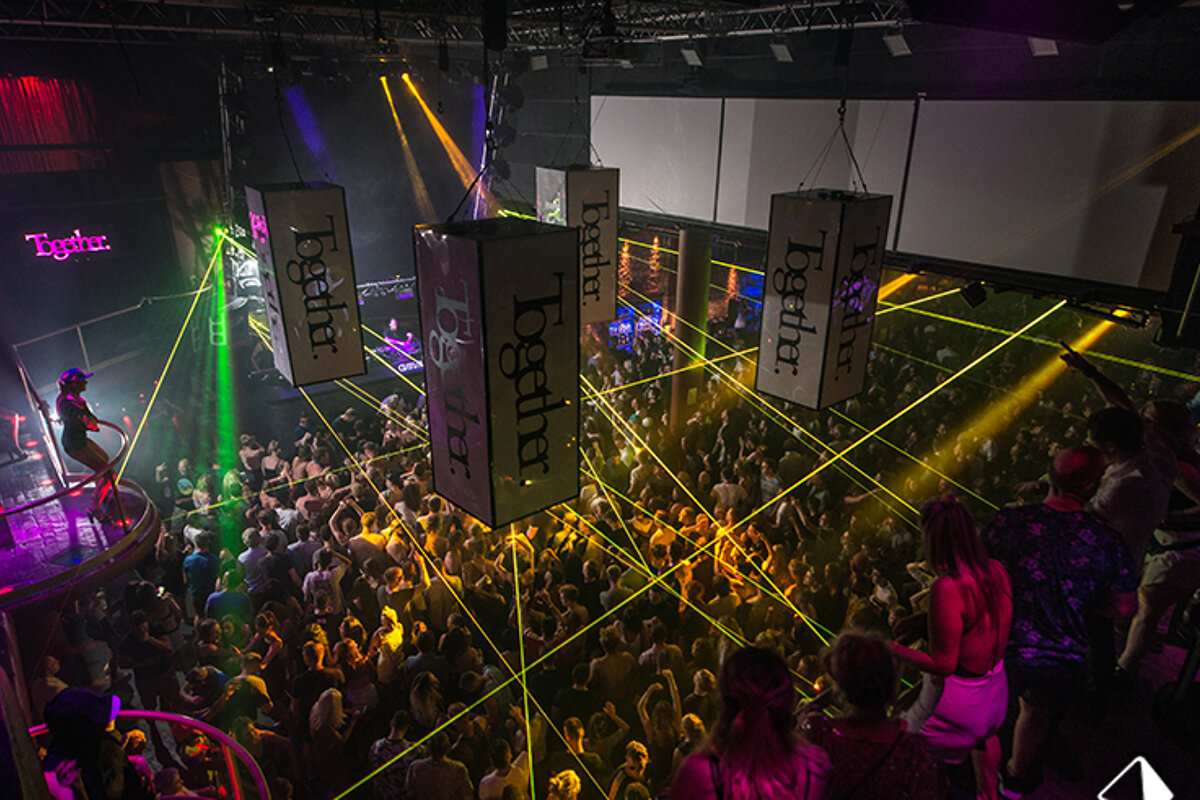 Inside of a nightclub at Together @ Amnesia in Ibiza