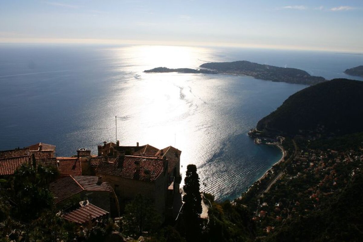 a view of the sea over the village of Eze