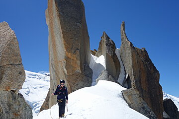 Climber near Aiguille du Midi