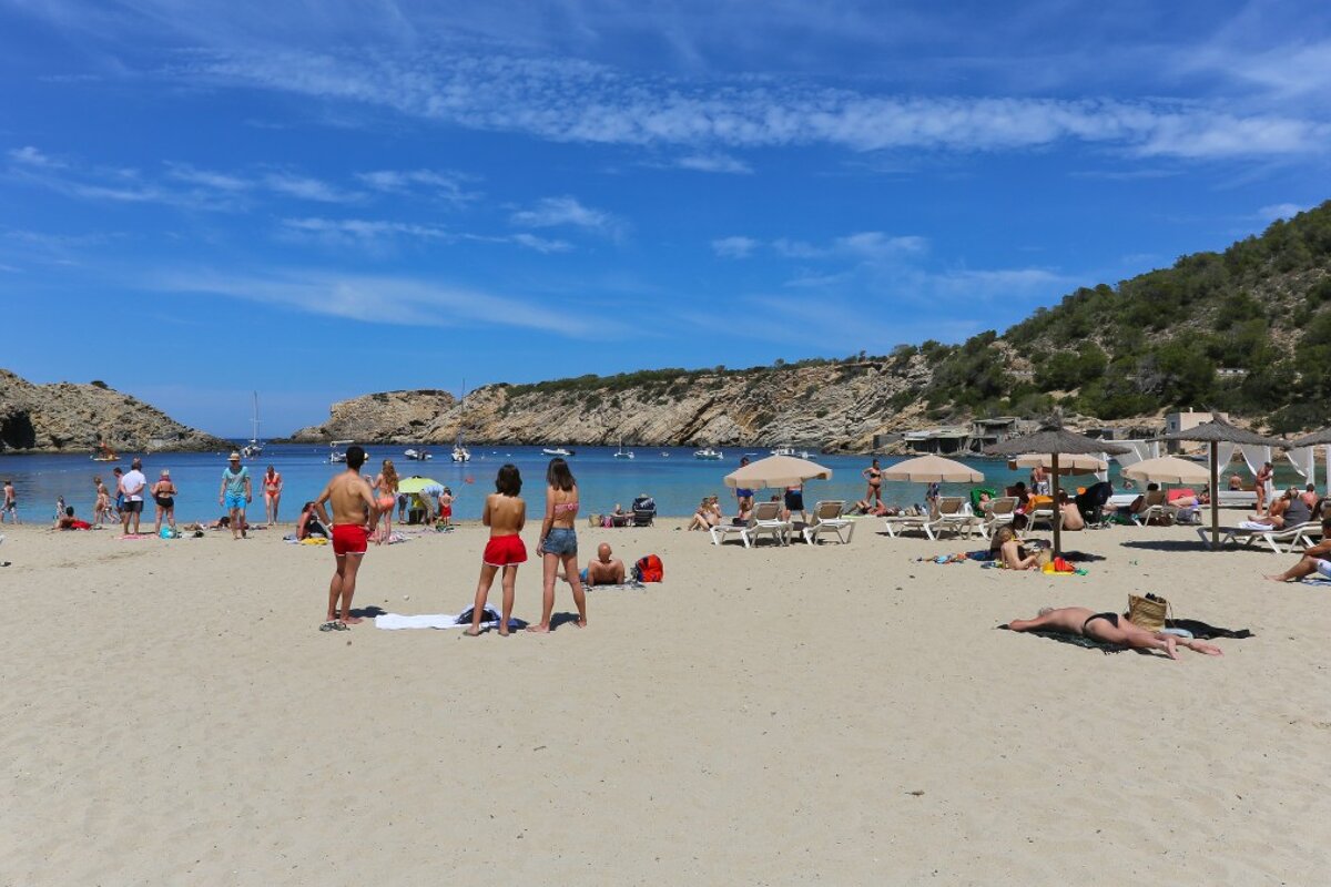 Popular beach cala vadella ibiza