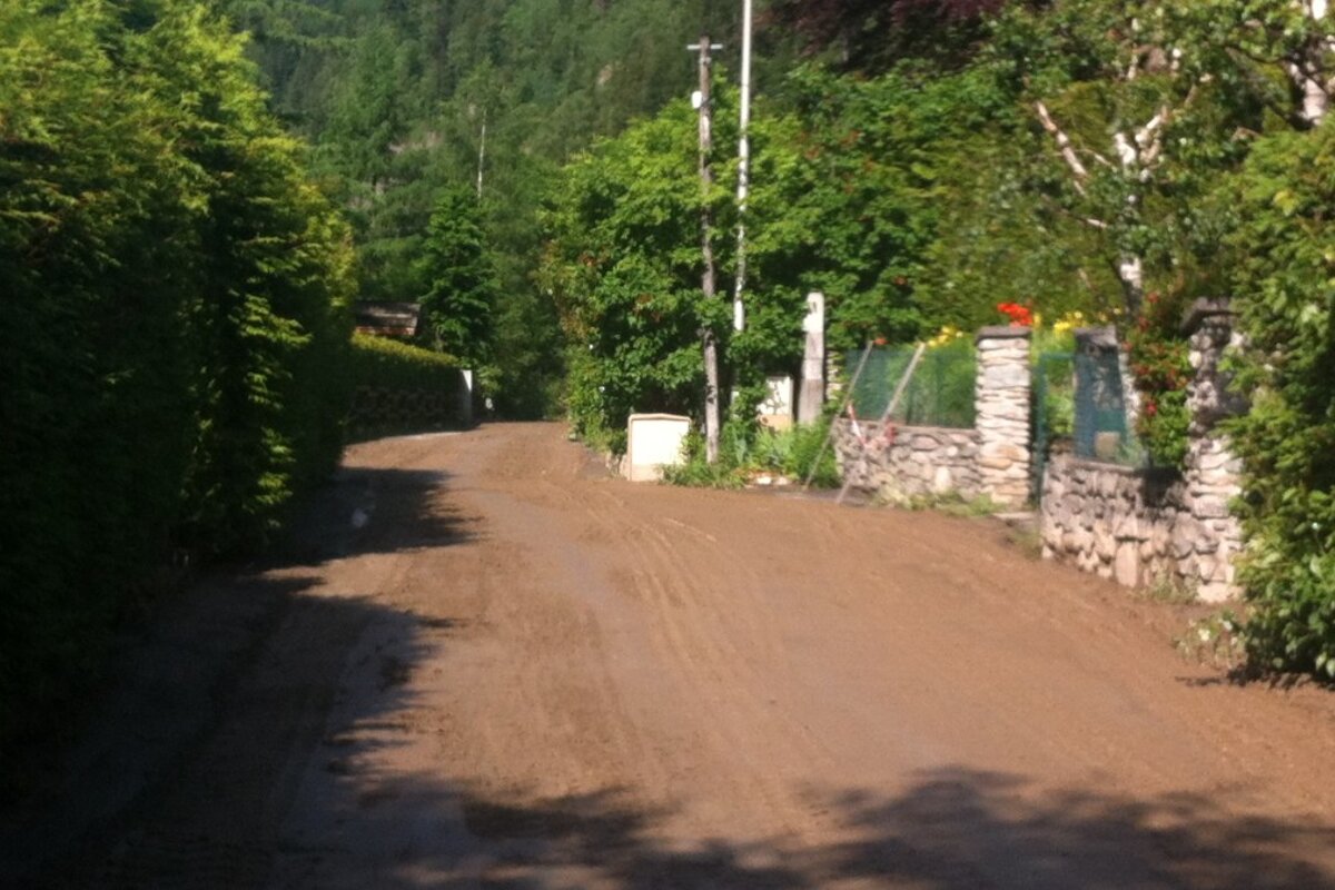 muddy street in chamonix