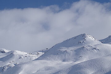 blue skies over the mountains