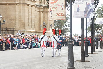 crowd of people watching a display in mallorca
