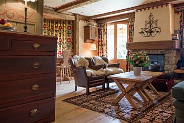 a coffee table and chairs