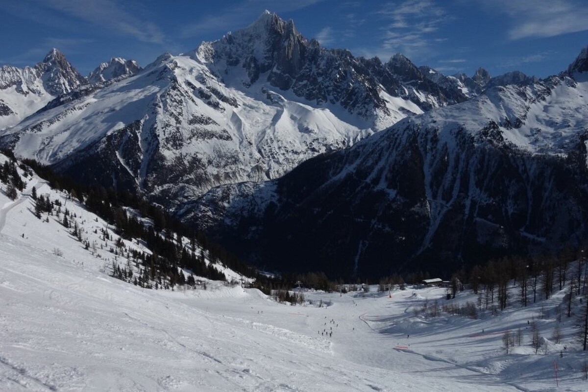 Sunny skiing throughout the Chamonix valley and beyond