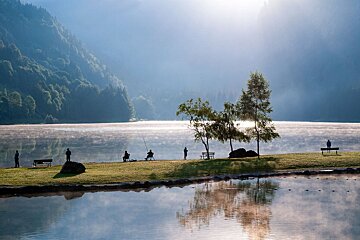 Men fishing at Lac Montriond