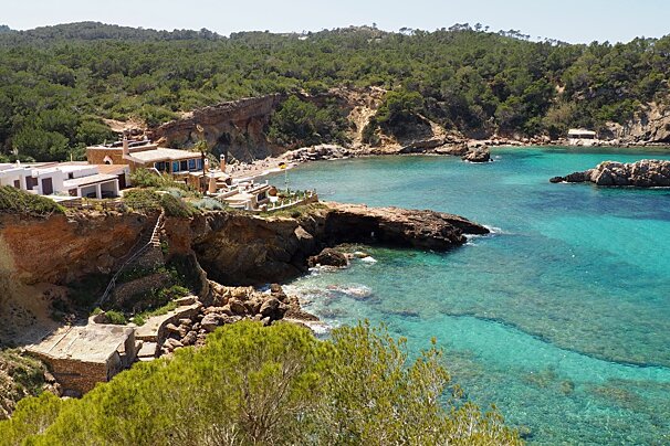 a view over a beach in north ibiza - xarraca