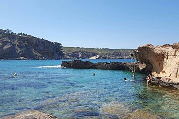 Cliffs at cala xarraca in north ibiza